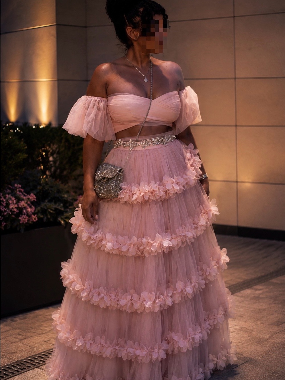 Romantic Blush Pink Tulle Two-Piece Day or Evening Gown